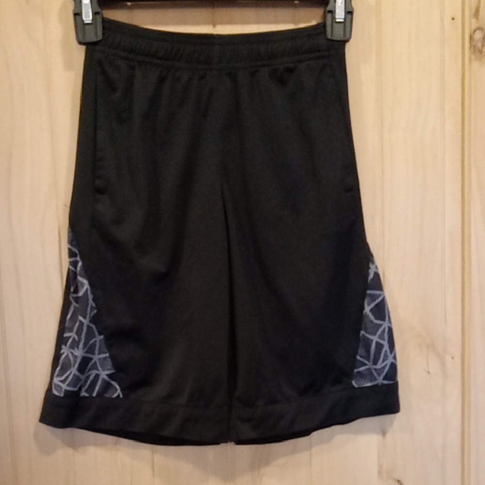 Champion Black Athletic Shorts with Gray Pattern